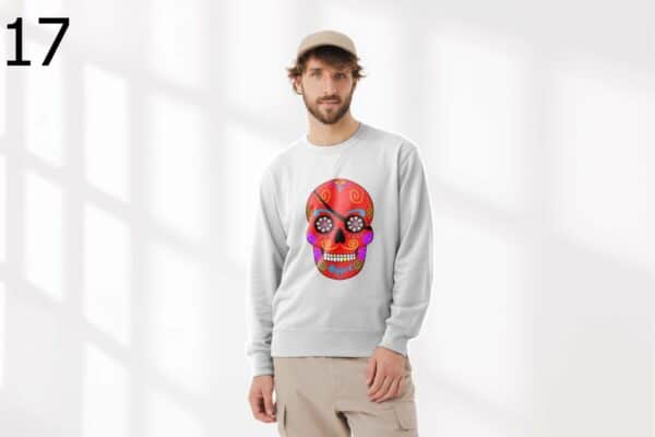 Sweat à Col Rond Mixte Skull Art