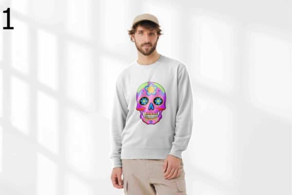 Sweat à Col Rond Mixte Skull Art