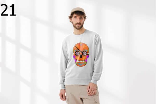 Sweat à Col Rond Mixte Skull Art