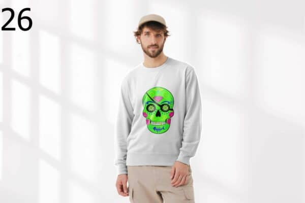 Sweat à Col Rond Mixte Skull Art