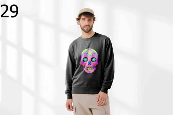 Sweat à Col Rond Mixte Skull Art