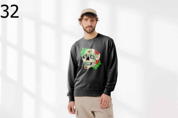 Sweat à Col Rond Mixte Skull Art