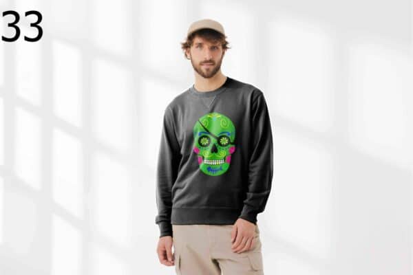 Sweat à Col Rond Mixte Skull Art