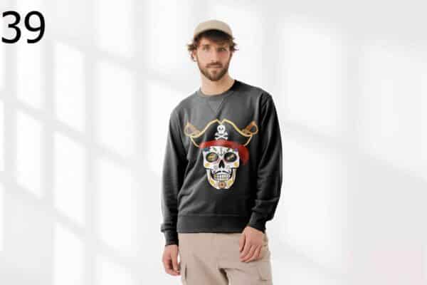 Sweat à Col Rond Mixte Skull Art