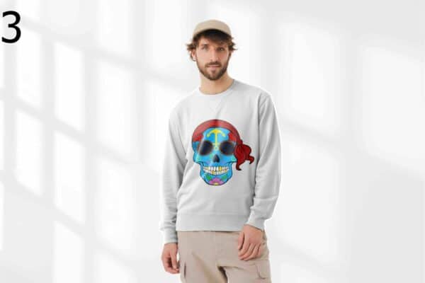 Sweat à Col Rond Mixte Skull Art