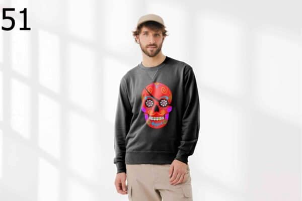 Sweat à Col Rond Mixte Skull Art