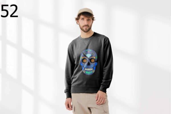 Sweat à Col Rond Mixte Skull Art