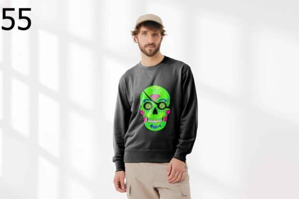 Sweat à Col Rond Mixte Skull Art