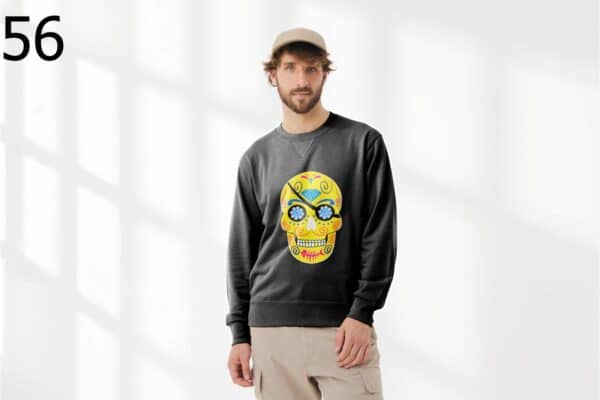 Sweat à Col Rond Mixte Skull Art