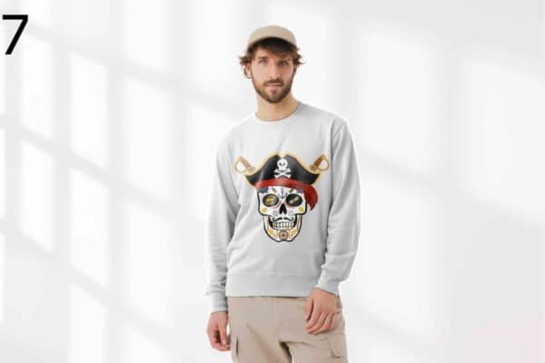 Sweat à Col Rond Mixte Skull Art